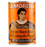 Beans La Morena Refried Black with Jalapeno 440gm - Chile Mojo