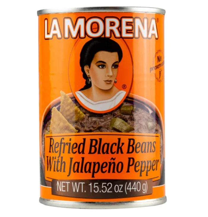 Beans La Morena Refried Black with Jalapeno 440gm - Chile Mojo