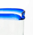 Mexican recycled glass - Hand Blown Glass Pitcher - blue rim - Chile Mojo