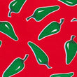 Mexican Oilcloth Table Cover - Chiles Green on Red - Chile Mojo