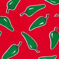 Mexican Oilcloth Table Cover - Chiles Green on Red - Chile Mojo