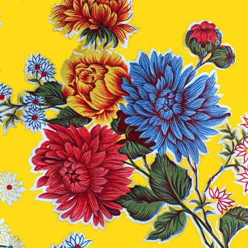 Mexican Oilcloth Table Cover - Chrysanthemum Yellow