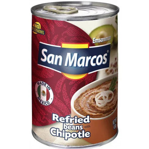 Beans San Marcos Refried Pinto with Chipotle 425gm - Chile Mojo