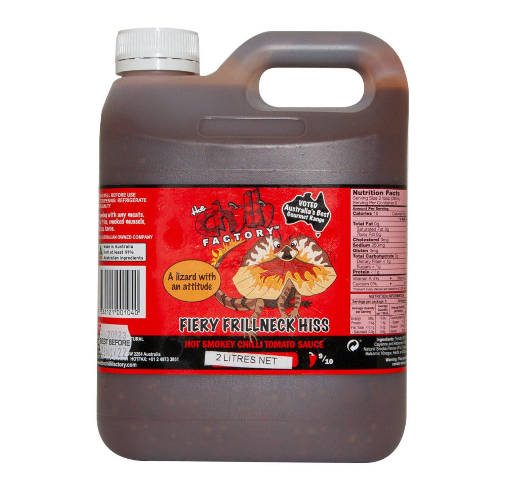 Chilli Factory Fiery Frillneck Hot Smokey Tomato Sauce - 2 litre