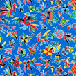 Mexican Oilcloth Table Cover - Otomi Design on Blue - Chile Mojo