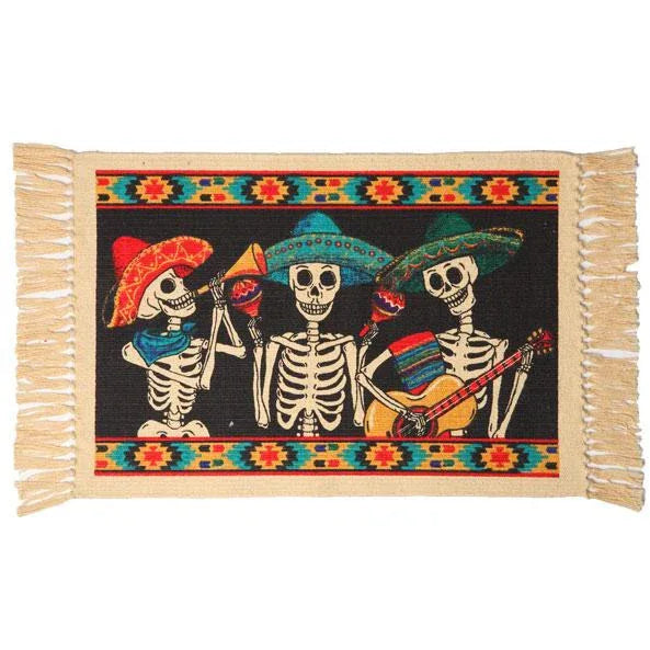 Day of the Dead cotton placemat - 3 Mariachi Musicians - Chile Mojo