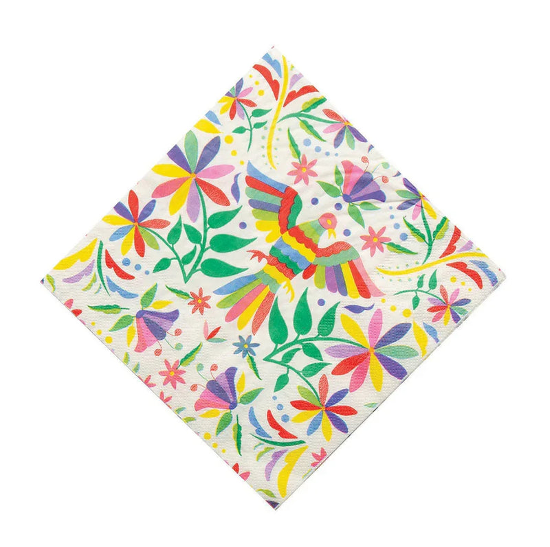 Bright Floral and Bird Otomi Fiesta Lunch Napkins - 16 pack - Chile Mojo