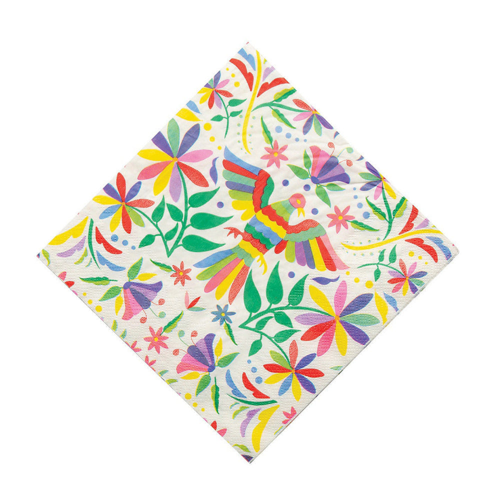 Bright Floral and Bird Fiesta Lunch Napkins