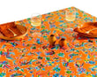 Mexican Oilcloth Table Cover - Otomi Design on Orange - Chile Mojo