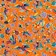 Mexican Oilcloth Table Cover - Otomi Design on Orange - Chile Mojo