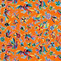 Mexican Oilcloth Table Cover - Otomi Design on Orange - Chile Mojo