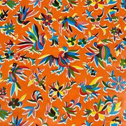 Mexican Oilcloth Table Cover - Otomi Design on Orange - Chile Mojo