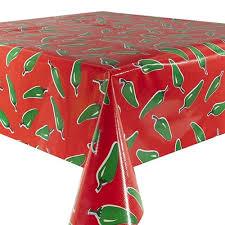 Mexican Oilcloth Table Cover - Chiles Green on Red - Chile Mojo