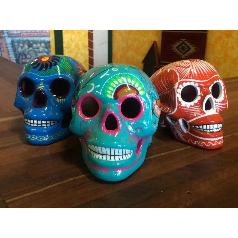 Calavera colored ceramic Skull Medium 12cm-15cm - Chile Mojo