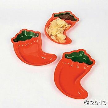 Plastic Chile Pepper shaped plates - 12 pack
