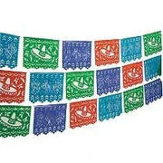 Plastic Papel Picado Sombrero and Cactus Banner 100ft (30 metres) - Chile Mojo