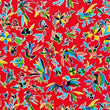 Mexican Oilcloth Table Cover - Otomi Design on Red - Chile Mojo