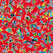 Mexican Oilcloth Table Cover - Otomi Design on Red - Chile Mojo