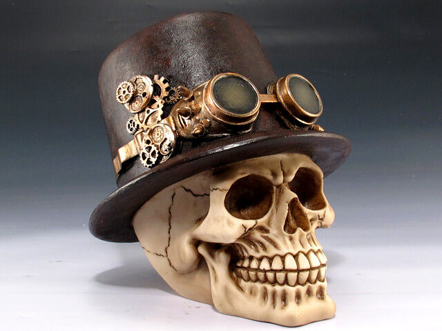 Steampunk Skull cast resin figurine Chile Mojo