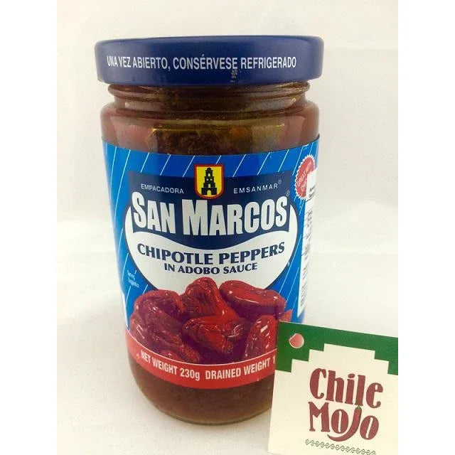 San Marcos Chiles chipotle en adobo JAR 230gm - Chile Mojo
