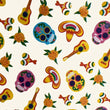 Mexican Oilcloth Table Cover - Sugar Skulls on White - Chile Mojo