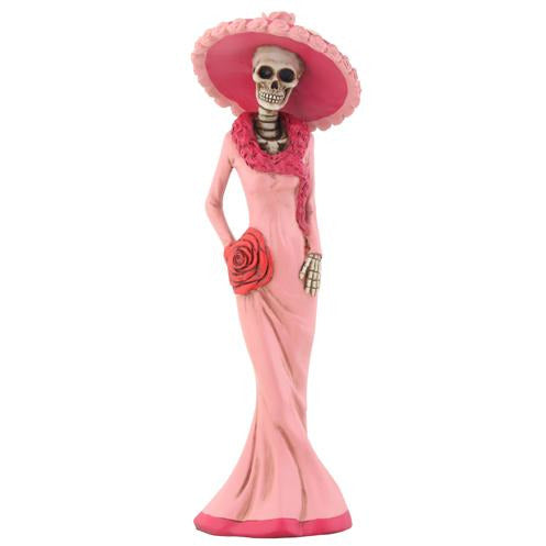 Day of the Dead figurine - Lady in Pink with hat